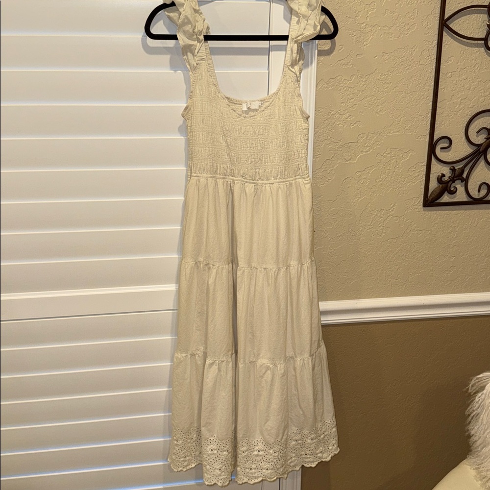 ASTR the label Cream Smocked Tiered Dress